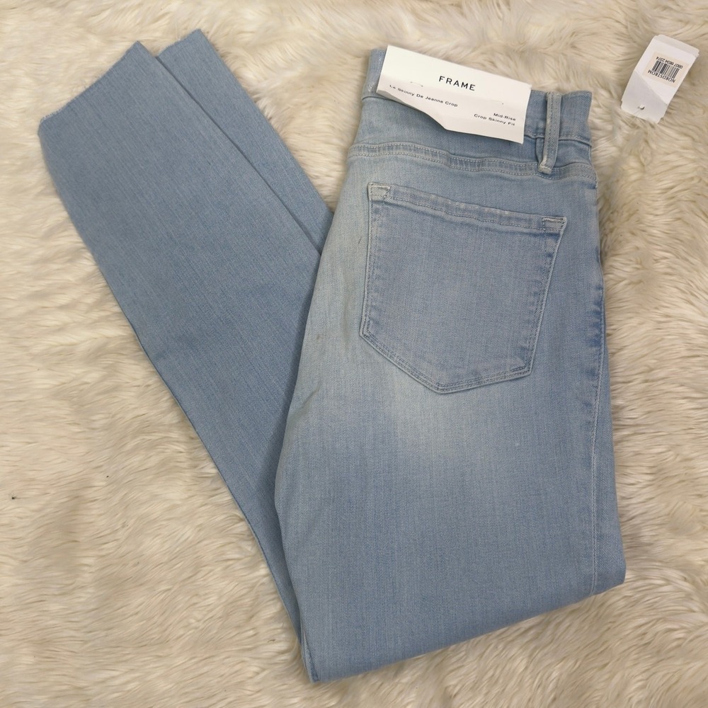 FRAME Denim‎ Le Skinny De Jeanne Crop Jeans Light Wash Raw Hem Size 28 NWT - Picture 9 of 9